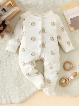 0-9M Baby 8 Pieces Layette Set, Neutral Cartoon Lion Print Soft Cotton All Season Newborn Infant Outfit