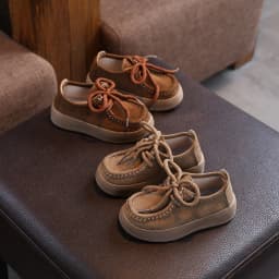 2026New Fashion Children Casual Shoes Retro Soft Sole Kids Leather Shoes Round Toes Boys Girls Flat Shoes Classic British Style