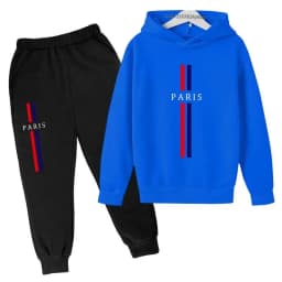Kids Autumn Spring Casual Paris Print 2pcs Hoodie+Pants Tracksuits 2-13Years Boys Girls Fashion Streetwear Children Clothes Sets
