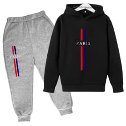 Kids Autumn Spring Casual Paris Print 2pcs Hoodie+Pants Tracksuits 2-13Years Boys Girls Fashion Streetwear Children Clothes Sets