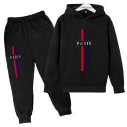 Kids Autumn Spring Casual Paris Print 2pcs Hoodie+Pants Tracksuits 2-13Years Boys Girls Fashion Streetwear Children Clothes Sets