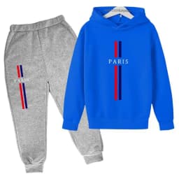 Kids Autumn Spring Casual Paris Print 2pcs Hoodie+Pants Tracksuits 2-13Years Boys Girls Fashion Streetwear Children Clothes Sets