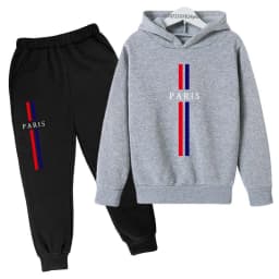 Kids Autumn Spring Casual Paris Print 2pcs Hoodie+Pants Tracksuits 2-13Years Boys Girls Fashion Streetwear Children Clothes Sets