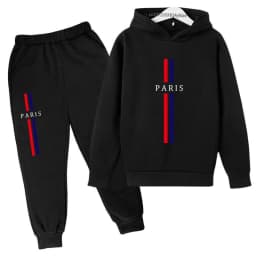 Kids Autumn Spring Casual Paris Print 2pcs Hoodie+Pants Tracksuits 2-13Years Boys Girls Fashion Streetwear Children Clothes Sets
