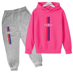 Kids Autumn Spring Casual Paris Print 2pcs Hoodie+Pants Tracksuits 2-13Years Boys Girls Fashion Streetwear Children Clothes Sets