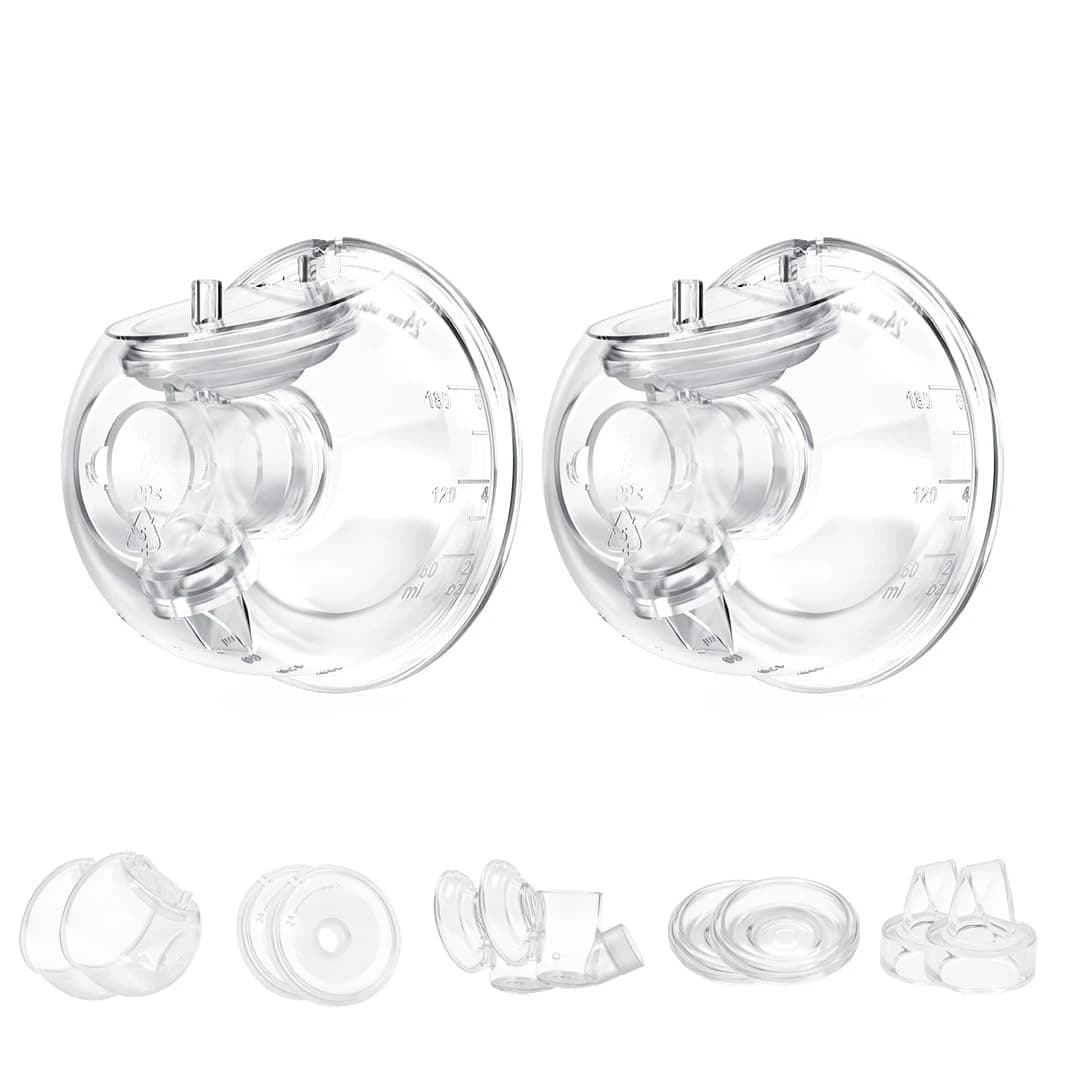 2 Sets Replacement Parts for Momcozy S12 Pro/S9 Pro Milk Cups: Collection Cup, Duckbill Valve, Flange, Diaphragm & Connector