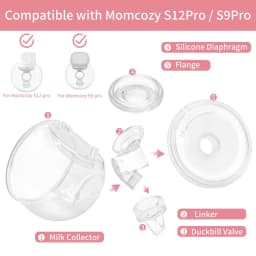 2 Sets Replacement Parts for Momcozy S12 Pro/S9 Pro Milk Cups: Collection Cup, Duckbill Valve, Flange, Diaphragm & Connector