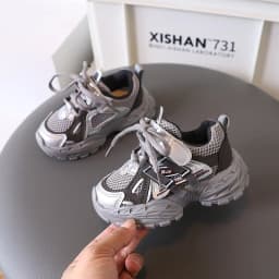 Thick-soled Children's Sports Shoes Autumn Leather Fashion Girl's Running Shoes Boys' Casual Shoes Lace-up Soft Sole Kids Shoes