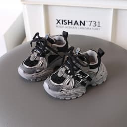 Thick-soled Children's Sports Shoes Autumn Leather Fashion Girl's Running Shoes Boys' Casual Shoes Lace-up Soft Sole Kids Shoes