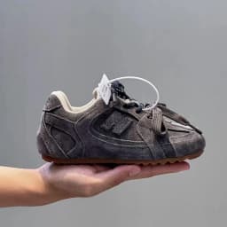 Kids Retro Suede Lace-up Sneakers Breathable Upper Non-slip Rubber Sole Casual Shoes for Toddler Boys Girls Daily Wear