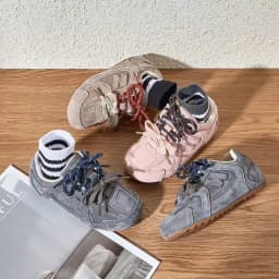 Kids Retro Suede Lace-up Sneakers Breathable Upper Non-slip Rubber Sole Casual Shoes for Toddler Boys Girls Daily Wear