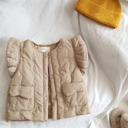 MJ2771 Girls Fashionable Vest Baby Stylish Small Style Shoulder Pad Versatile Warm Flying Sleeve Vest Outerwear