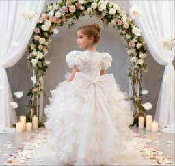 Girls' birthday dress 2026 New Girls' Puff Sleeve Train Princess Dress Elegant wedding flower girl dress Carnival Choir Fashion