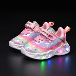 Autumn New Children's Sports Shoes Colorful Star Print Children's LED Light Shoes Soft Sole Girls Causal Sneakers 2-6 Years Old