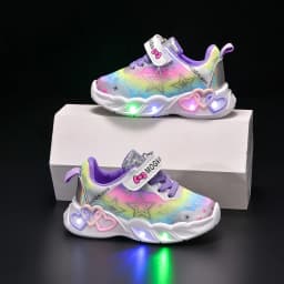 Autumn New Children's Sports Shoes Colorful Star Print Children's LED Light Shoes Soft Sole Girls Causal Sneakers 2-6 Years Old