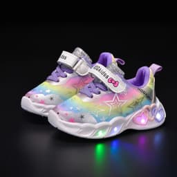Autumn New Children's Sports Shoes Colorful Star Print Children's LED Light Shoes Soft Sole Girls Causal Sneakers 2-6 Years Old