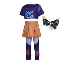 Girls Korean Trendy Singer Costume 2Pcs Purple Top+Yellow Skirt 3D PrintLeggings Birthday Party Dance Performance Girl Uniform