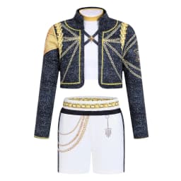 Girls Korean Trendy Singer Costume 2Pcs Purple Top+Yellow Skirt 3D PrintLeggings Birthday Party Dance Performance Girl Uniform