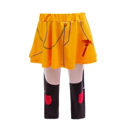 Girls Korean Trendy Singer Costume 2Pcs Purple Top+Yellow Skirt 3D PrintLeggings Birthday Party Dance Performance Girl Uniform