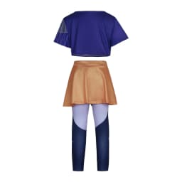 Girls Korean Trendy Singer Costume 2Pcs Purple Top+Yellow Skirt 3D PrintLeggings Birthday Party Dance Performance Girl Uniform