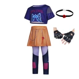 Girls Korean Trendy Singer Costume 2Pcs Purple Top+Yellow Skirt 3D PrintLeggings Birthday Party Dance Performance Girl Uniform