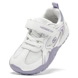 HOBIBEAR Kids Wide Toe Box Sneakers Hook-Loop Non-Slip Walking Shoes Artificial Leather Mesh Outdoor Toddler Sneaker