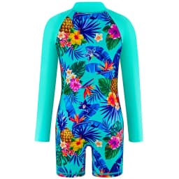 Girls' swimsuit Little Girl Long Sleeve Front Zipper Swimwear Kids Single suits and cut 4-12 Years Children One Piece Swim suits