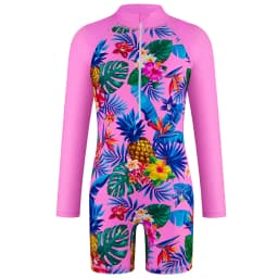 Girls' swimsuit Little Girl Long Sleeve Front Zipper Swimwear Kids Single suits and cut 4-12 Years Children One Piece Swim suits