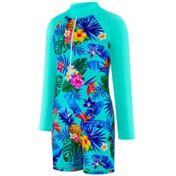 Girls' swimsuit Little Girl Long Sleeve Front Zipper Swimwear Kids Single suits and cut 4-12 Years Children One Piece Swim suits