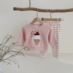 2Pcs Set New Baby Clothes Infantil Newborn Baby Outfits Clothes Ice Cream Patchwork Top+Stripe Trousers Set 0-3Y