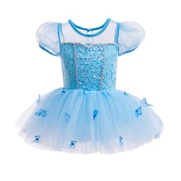 Kids Puff Sleeve Embroidered Tulle Ballet Tutu Dress Multi Colors Girls Dancewear for Competition and Holiday Dress Up XMZ65