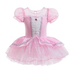 Kids Puff Sleeve Embroidered Tulle Ballet Tutu Dress Multi Colors Girls Dancewear for Competition and Holiday Dress Up XMZ65