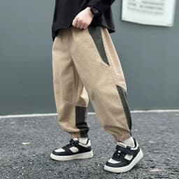 New Spring Autumn Fashion Splicing Style Boys Pants Loose Patchwork Sport Overalls Cargo Trousers For 4-14 Years Old Kids