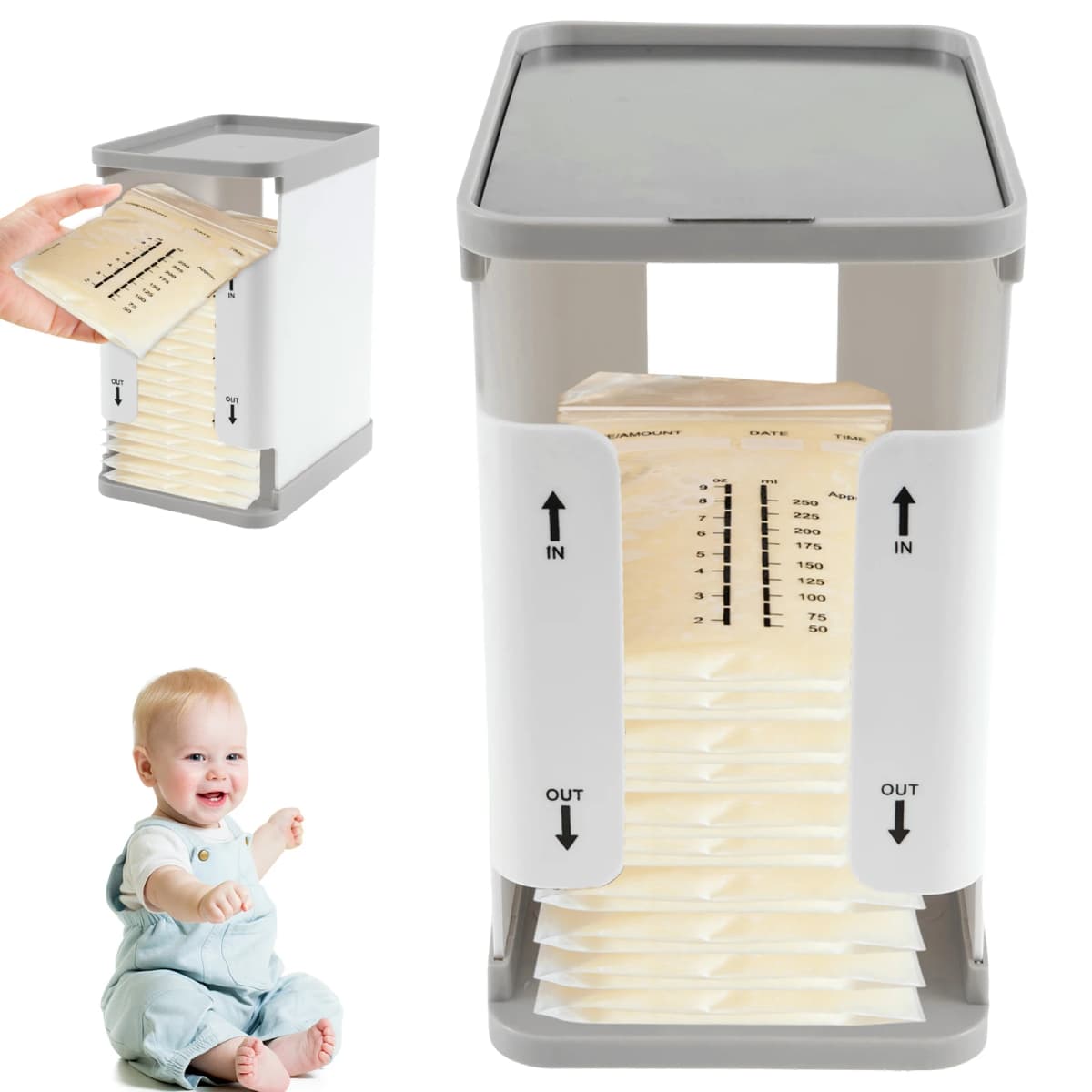 1700 ml Breast Milk Storage Tower - Convenient Storage for Milk Freezer Organizer- Efficiently Store Milk in Freezer Organizer