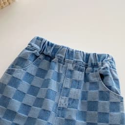 6M-5 Y Autumn Kids Pants Korean Style Soft Elastic Waist Loose Long Children Trousers Cotton Grid Jeans for Boys Girls