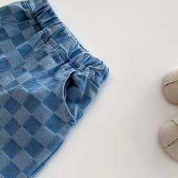 6M-5 Y Autumn Kids Pants Korean Style Soft Elastic Waist Loose Long Children Trousers Cotton Grid Jeans for Boys Girls