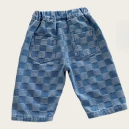 6M-5 Y Autumn Kids Pants Korean Style Soft Elastic Waist Loose Long Children Trousers Cotton Grid Jeans for Boys Girls