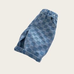 6M-5 Y Autumn Kids Pants Korean Style Soft Elastic Waist Loose Long Children Trousers Cotton Grid Jeans for Boys Girls
