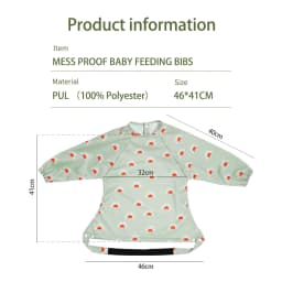 Elinfant New 1 Pc Table Use Polyester Waterproof Fashion Printed Snap Buttons Design Long Sleeve Mess Proof Baby Feeding Bib