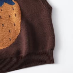 Children Baby Knitted Coffee Brown Vest Spring Cartoon Strawberry Fruit Pattern Sleeveless Sweater Top for 1-6 Years Old Kids