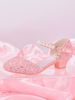Girls' Princess Style High Heel Shoes With Shiny Star Pendant Decoration, Suitable For Dress And Birthday Party
