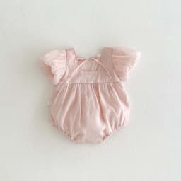 Summer new baby girl jumpsuit cute bubble sleeve embroidered cotton jumpsuit, comfortable children's clothing suitable for 0-2 y