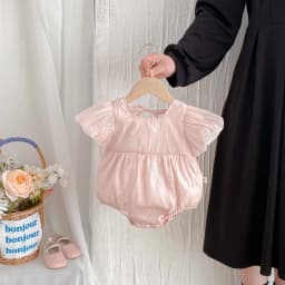 Summer new baby girl jumpsuit cute bubble sleeve embroidered cotton jumpsuit, comfortable children's clothing suitable for 0-2 y