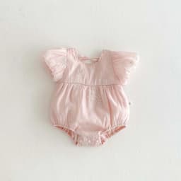 Summer new baby girl jumpsuit cute bubble sleeve embroidered cotton jumpsuit, comfortable children's clothing suitable for 0-2 y