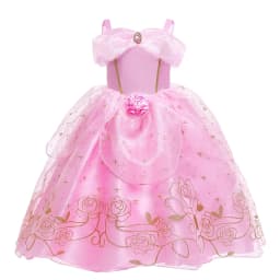 Girls Pink Shoulderless Tutu Dresses Little Girls Summer Kid Birthday Party Pincess Dress Auora Belle Cinderlla Cosplay Costumes