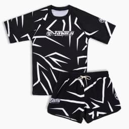 26 New MMA Sports Set Men's Black White Graphic Rash Guard T-shirts & Shorts Sets Quick Drying Combat Training Suit Adults Kids
