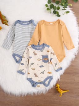 Baby Boy Onesie 3PCS New Style Baby Boy Clothes Spring/Autumn Long-Sleeved Onesie Cotton Fabric Suitable for 0-9 Months