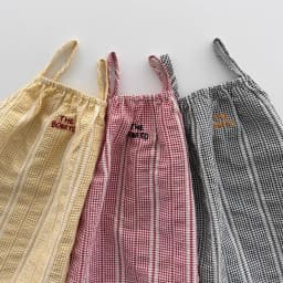Q2873 Girls Summer Vintage Plaid Thin Cotton Halter Dress Vest Skirt Children's Clothing Retro Checkered Mini Dress for Girls