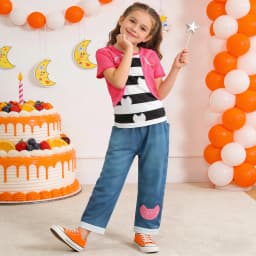 Summer Girls Cartoon Cosplay Costume Cats Striped Print Tops Pants For Kids Halloween Birthday Party Carnival Dress Up Outfits