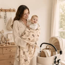 3PCS Muslin Baby Wrap Scarf Double Layer Folded Print Gauze Swaddle Blanket for Newborn All Seasons